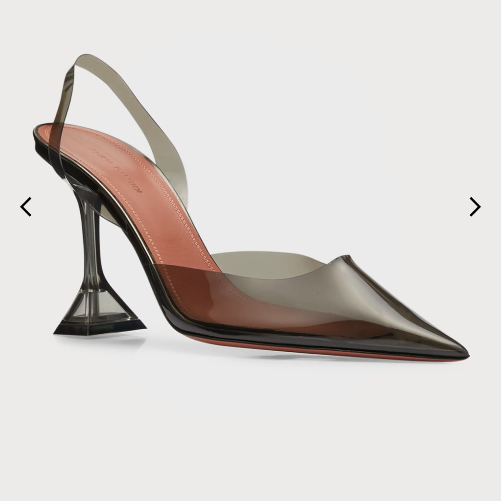 Amina Muaddi Grey Pvc Heels